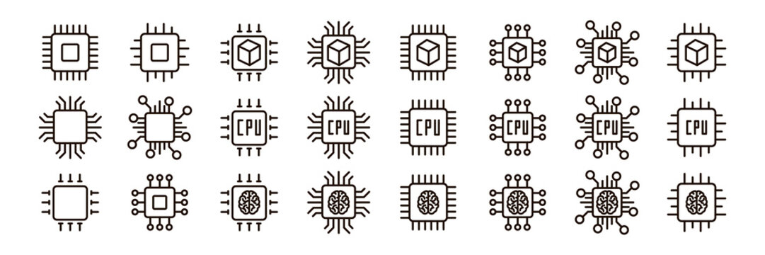 Micro chip icon set. Vector Illustration