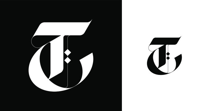 gothic monogram letter T logo initial branding