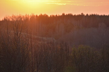 Sunset in the countryside spring 