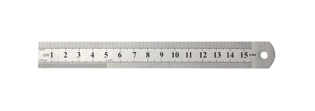 stainless steel ruler isolated on white background