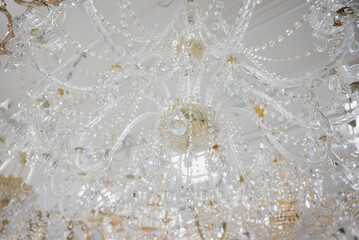 Crystal chandelier close-up. Glamor background