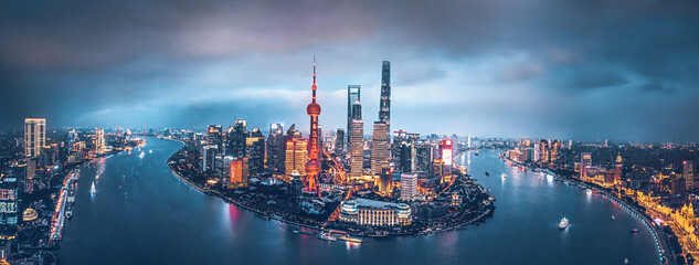 Fototapeta Shanghai skyline at night obraz