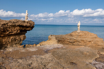 Poseidon and Mermaid. North-East coast of Zakynthos or Zante island, Ionian Sea, Greece. Plaka beach.