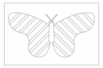 Simple butterfly coloring page for kids with easy striped lines pattern on the wings. EPS8 #534