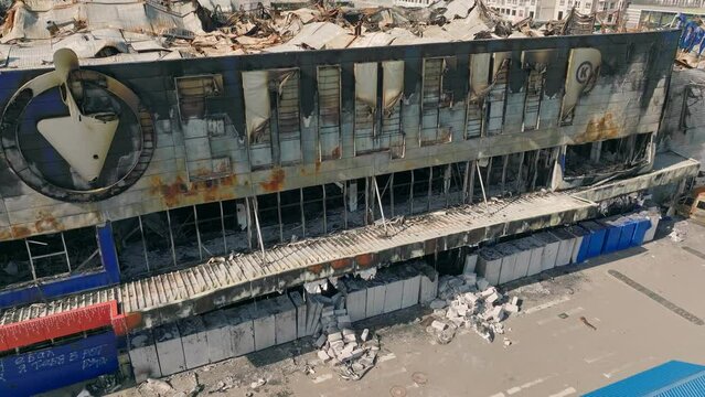 War Ukraine Kiev Kyiv bomb ruin house destruction city building street