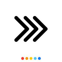 Obraz premium Triple black right arrow icon, Vector, Illustration.
