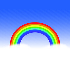 Rainbow with blue sky and white clouds