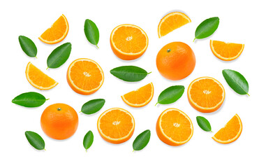 Navel orange on white background