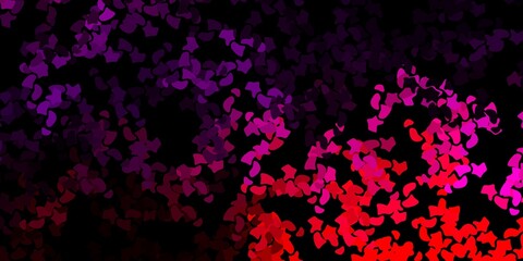 Dark purple, pink vector pattern with abstract shapes.