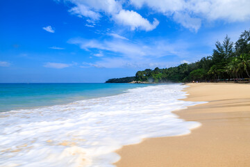 Nature landscape view of beautiful tropical beach and sea in sunny day at phuket thailand,