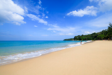 Fototapeta na wymiar Nature landscape view of beautiful tropical beach and sea in sunny day at phuket thailand,