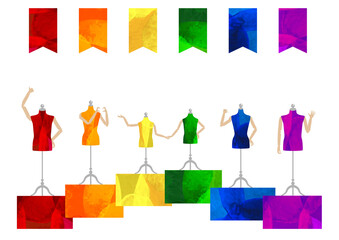虹色のカラフルなフラッグ、トルソーのイラスト_LGBTQ+_背景素材
