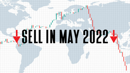 abstract background of sell in may 2022 stock market on white background - obrazy, fototapety, plakaty