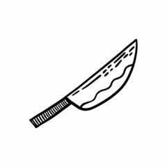 Knife cartoon vector doodle sketch hand drawn illustration. Cooking sharp equipment in the kitchen. Butchery utensil drawing.
