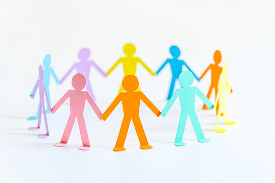 paper people chain concept of social help and togetherness in group