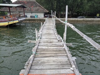 Naklejka premium The marina beach area of ​​Semarang City is a place for recreation, fishing, and fishing boats