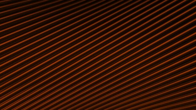 Parallel colorful diagonal narrow lines flowing slowly on a black background, seamless loop. Motion. Glowing stripes.
