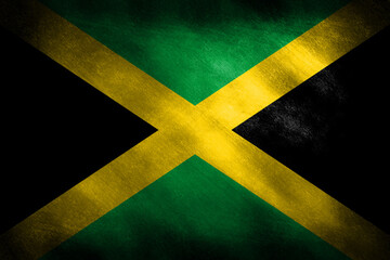 The flag of Jamaica on a retro looking background - obrazy, fototapety, plakaty