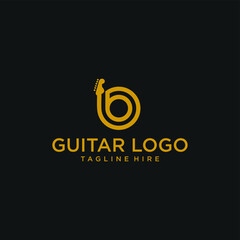 Guitar logo Design Vector Stock Illustration . Guitar Shop Logo .