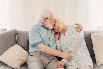 Elderly couple in love - Senior lovers spending time together at home