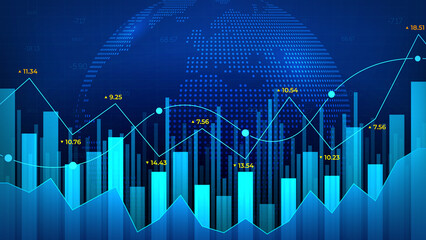 Stock Market Investment Background with Globe and Candle Stick