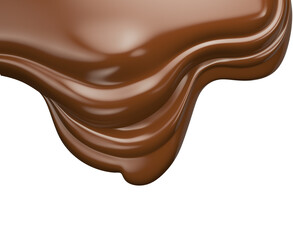 Melted brown chocolate dripping on white background, with clipping path 3D illustration.
