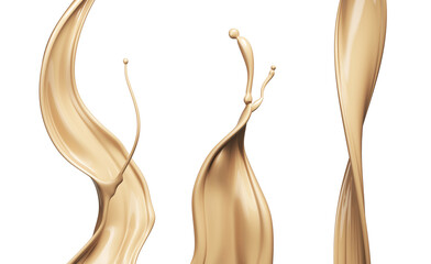 Liquid foundation splash element, fluid cosmetic cream 3d rendering