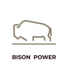 Logo illustration bold line art bison power © Ricky