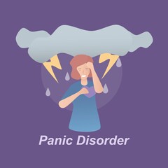 Panic attack disorder Symptoms,feel fear and anxiety physical,response to stressful or dangerous situations,nervous problem and confusion,chaos consciousness,Vector illustration.