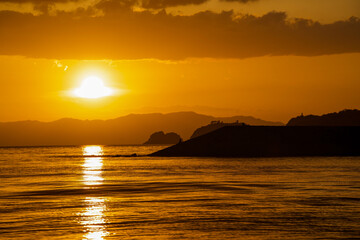 砂浜の夕景　和歌山市