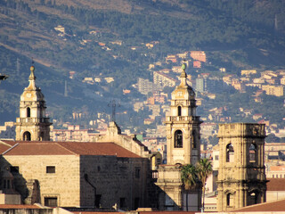 Fototapeta na wymiar Palermo - Churches Below the Mountains