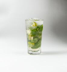Classic mojito cocktail. On a light background.