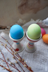 Easter eggs with willow branch
