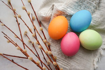 Easter eggs with willow branch