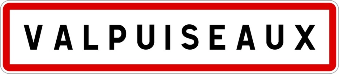 Panneau entrée ville agglomération Valpuiseaux / Town entrance sign Valpuiseaux