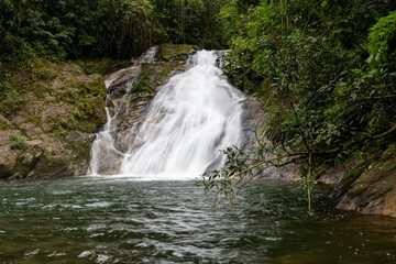Waterfall of the Ribeir&atilde;o de Itu river in Boicucanga in the Atlantic Forest in the state of S&atilde;o Paulo - Brazil