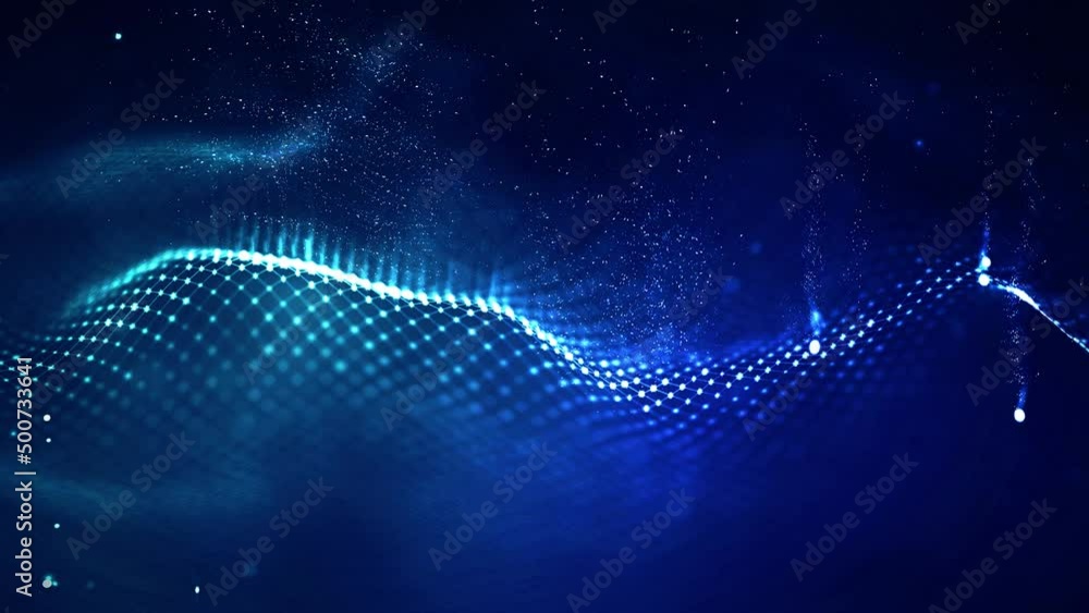 Poster blockchain technology wave seamless loop animation. cryptocurrency fintech block chain network and p