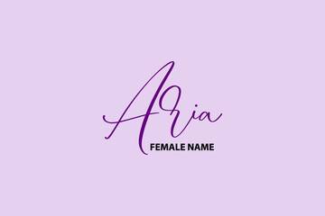 Girl Name Alphabetical Text  Aria on Purple Background