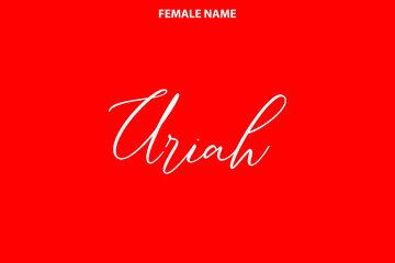Cursive Text Lettering Girl Name Design Ariah on Red Background