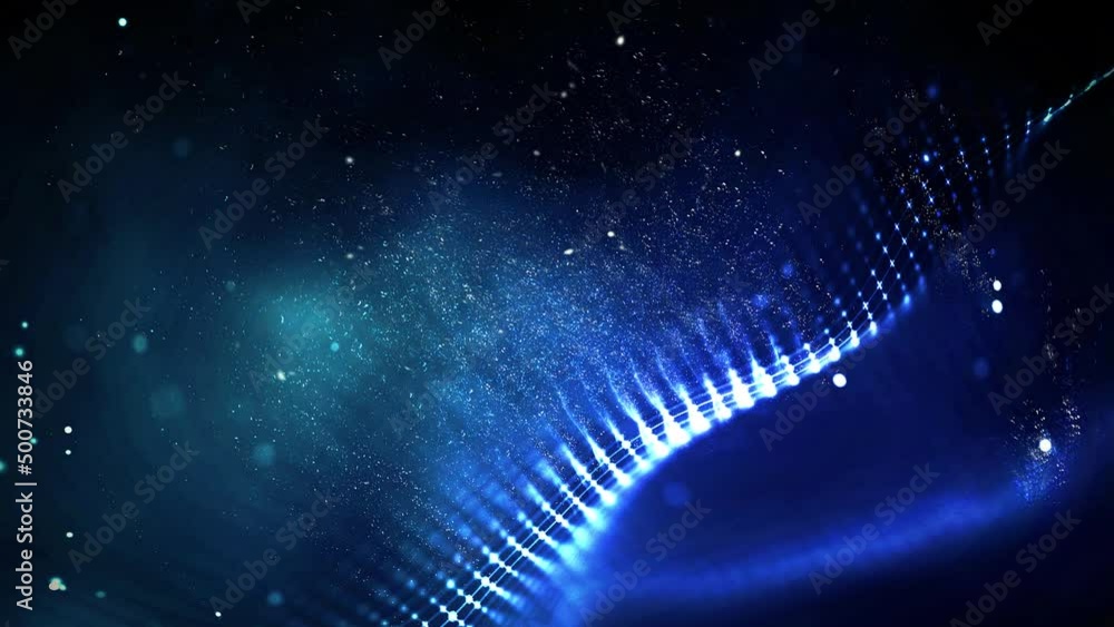 Poster blockchain technology wave seamless loop animation. cryptocurrency fintech block chain network and p