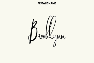 Girl Name Alphabetical Text Brooklynn on Light Yellow Background