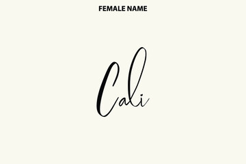 Typographic Spelling of The Girl Name Cali on Light Yellow Background