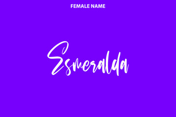 Esmeralda Girl Name Alphabetical Text  on Purple Background