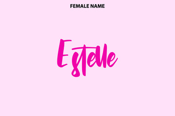 Women's Name Estelle Calligraphy Bold Text on Pink Background