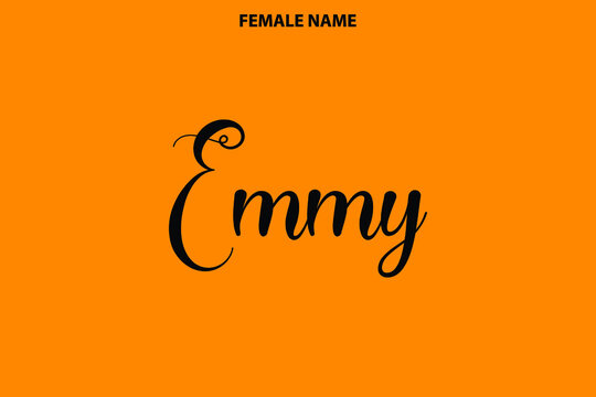 Emmy  Women's Name Text Calligraphy  On Yellow Background