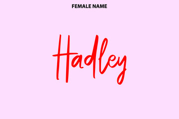 Typographic Spelling of The Girl Name Hadley on Pink Background