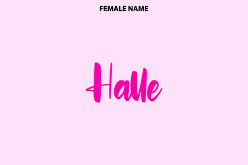 Halle Girl Name Alphabetical Text   
 on Pink Background