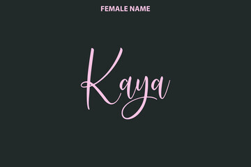 Text Lettering Female First Name Kaya on Grey Background