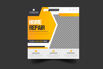 Construction renovation Handyman home repair social media post  template design 