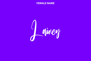 Calligraphy Text Girl Female Name Lainey on Purple Background